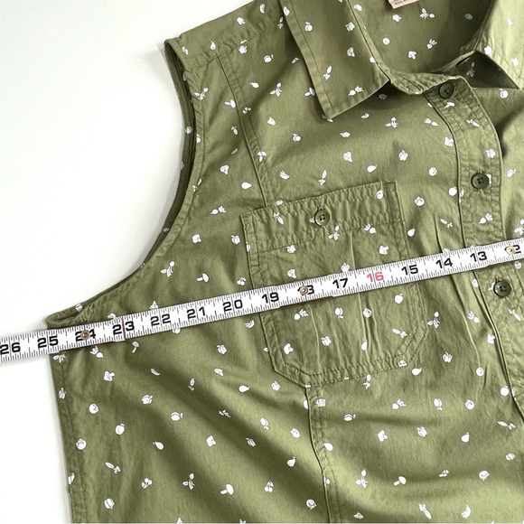 DULUTH TRADING CO Green and White Vegetable Garden Button Up Top 2XL Sleeveless - Picture 8 of 12